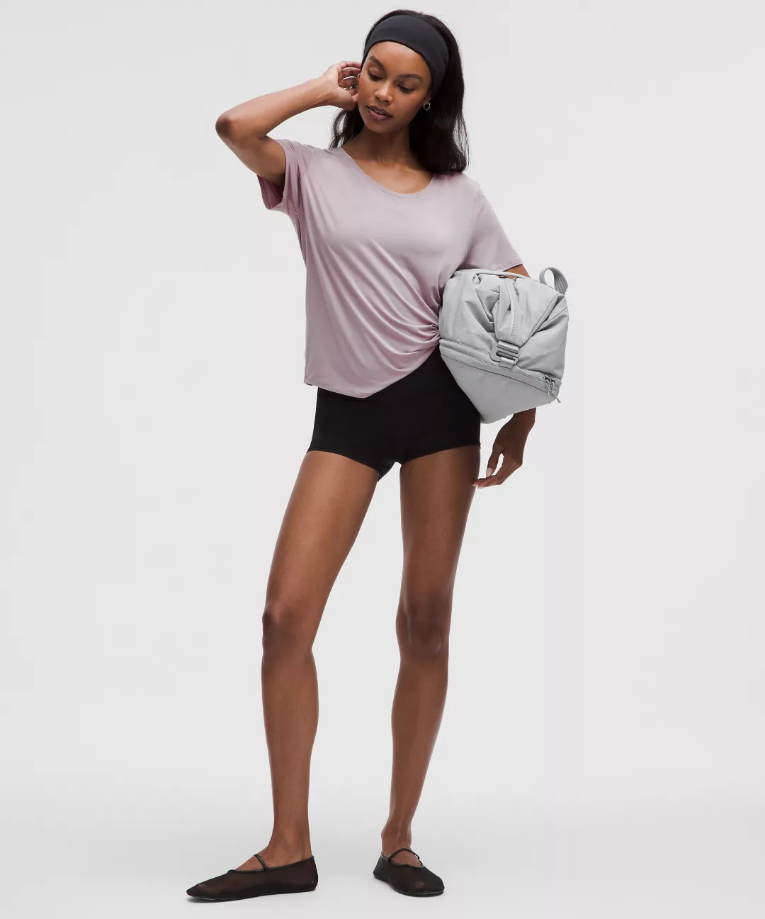Modal-Silk Twist-Back Short-Sleeve Shirt