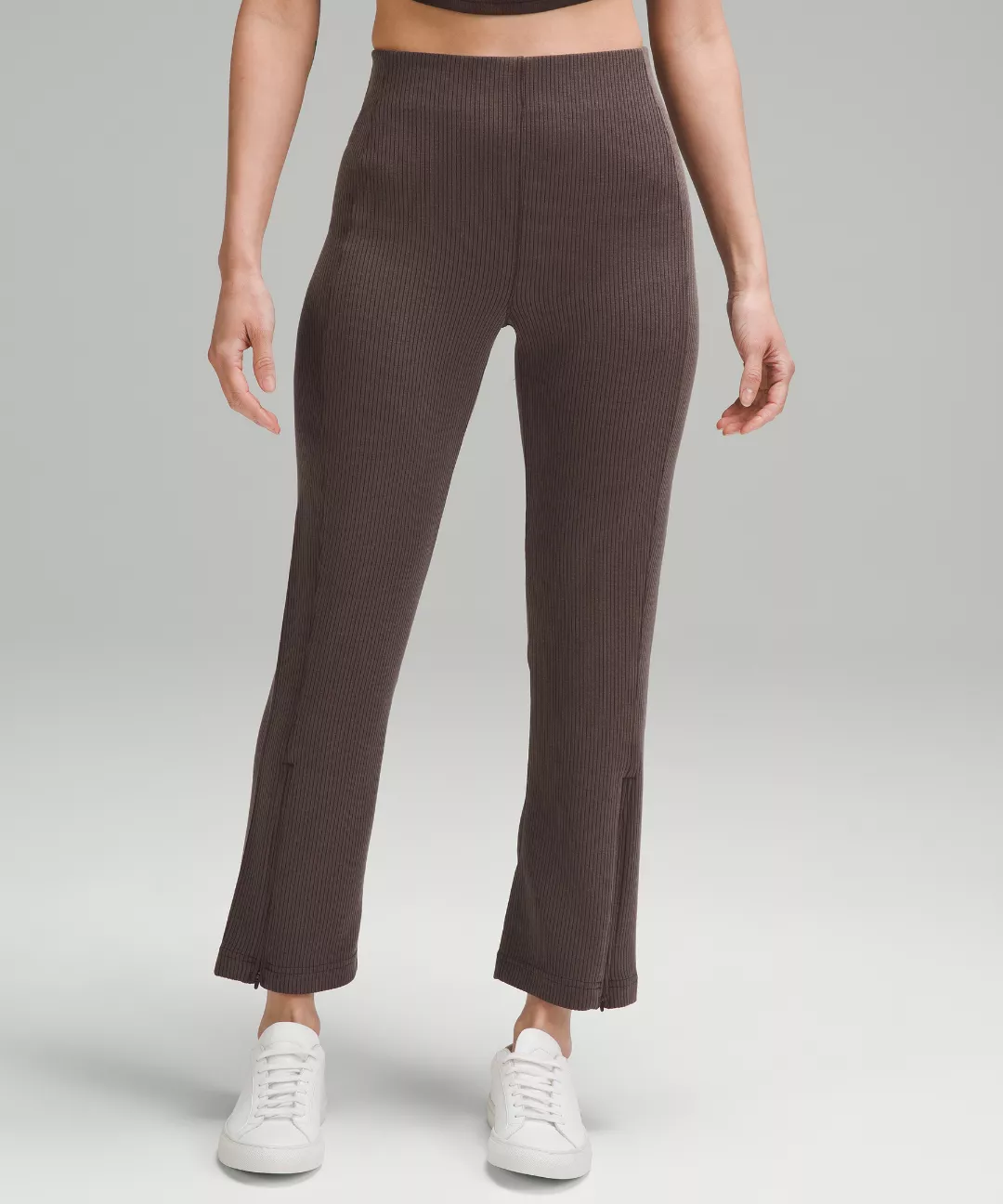 Ribbed Softstreme Zip-Leg High-Rise Cropped Pant 25"