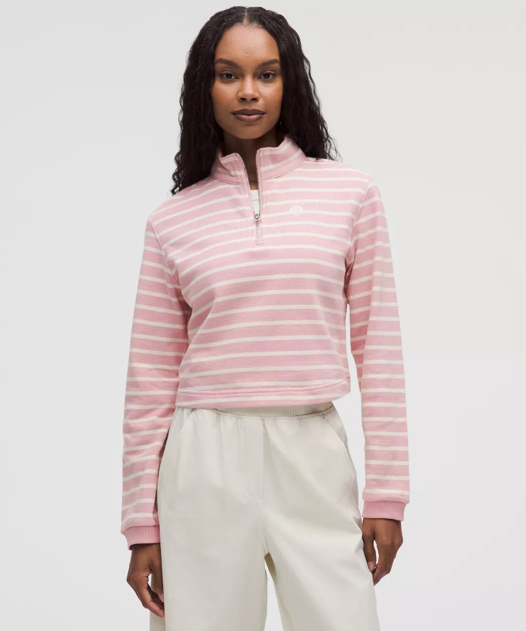 Cotton French Terry Cropped Half Zip