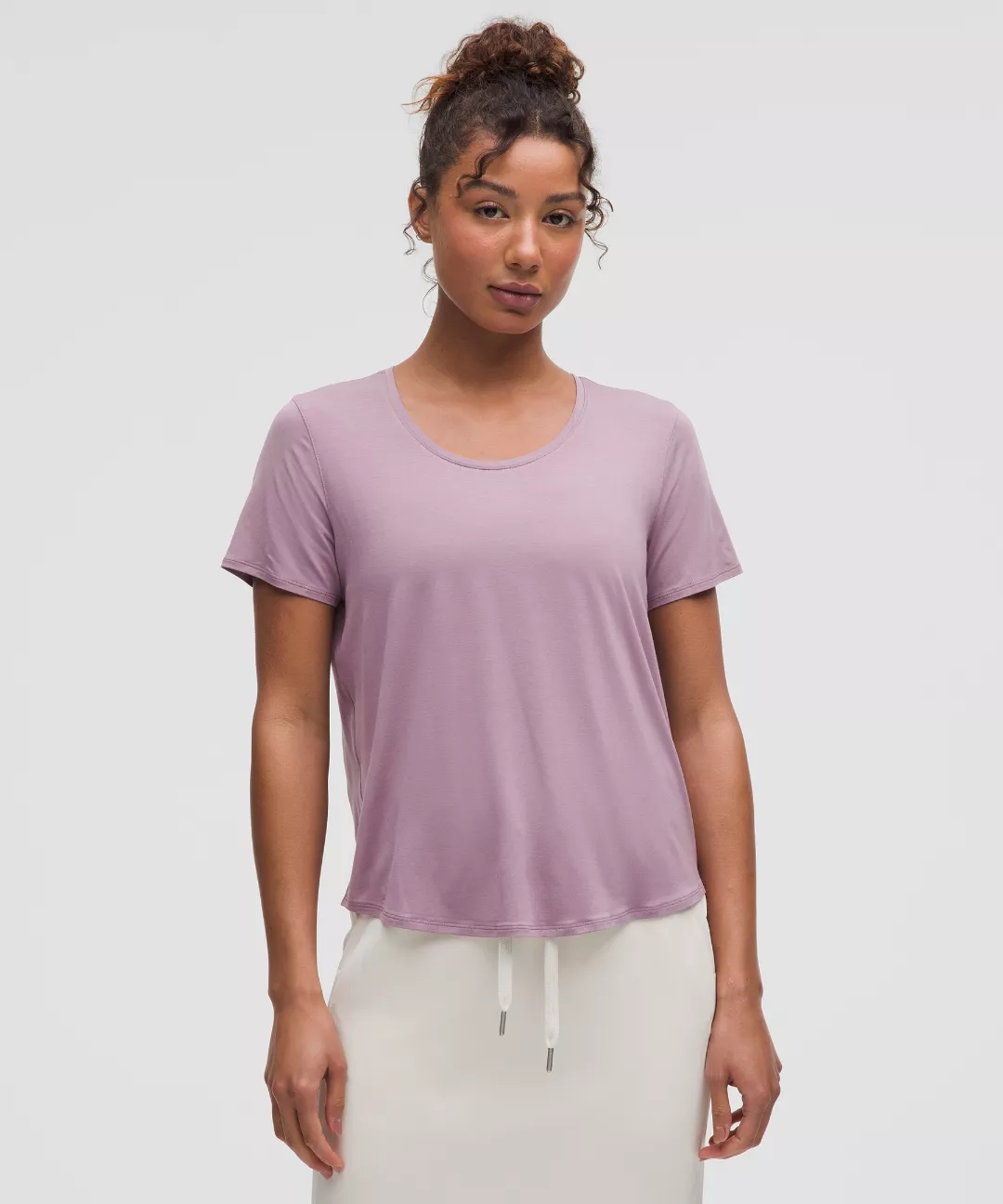 Modal-Silk Twist-Back Short-Sleeve Shirt