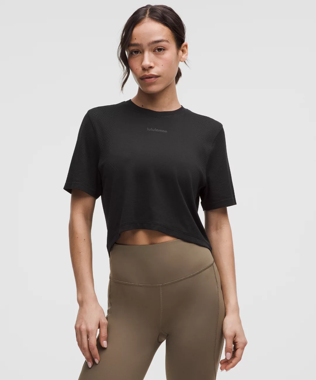 Swiftly High-Low Cropped Short-Sleeve Shirt