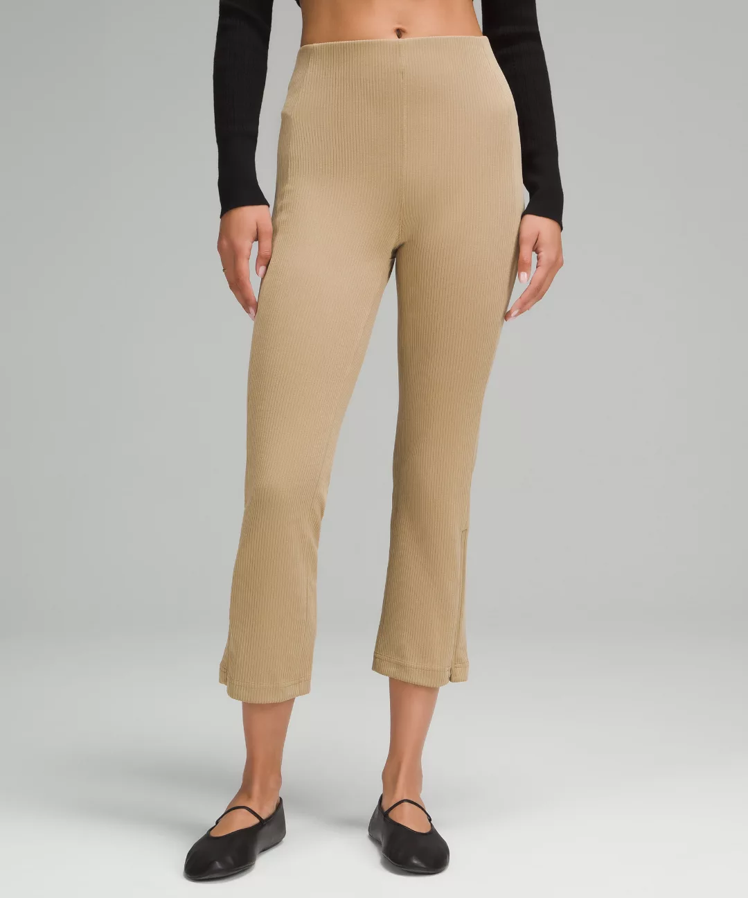 Ribbed Softstreme Zip-Leg High-Rise Cropped Pant 25"