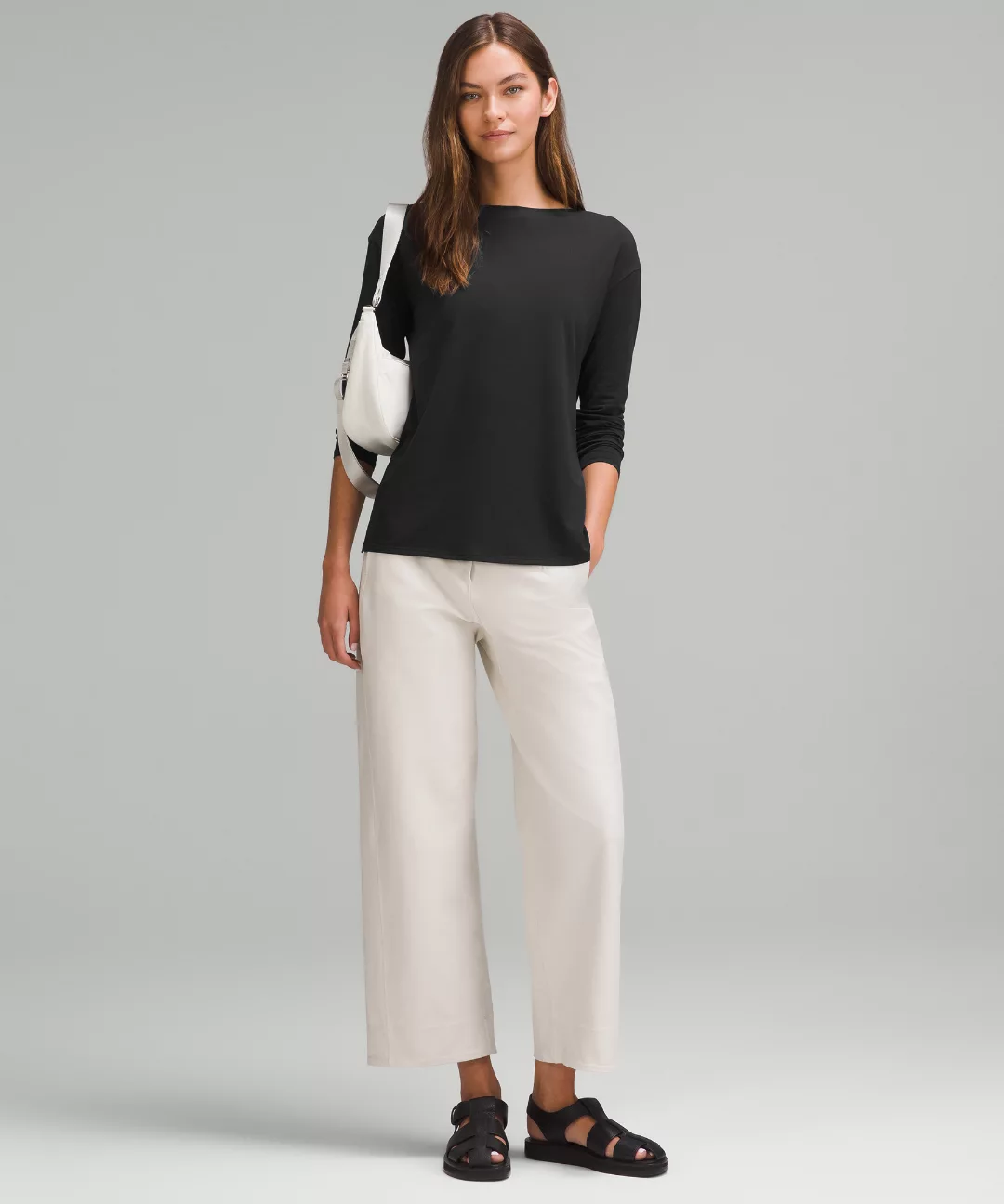 Relaxed-Fit Boatneck Long-Sleeve Shirt