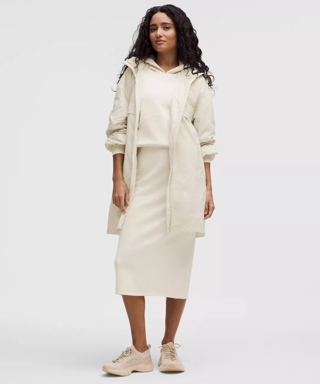 Lightweight Mid-Length Hooded Coat