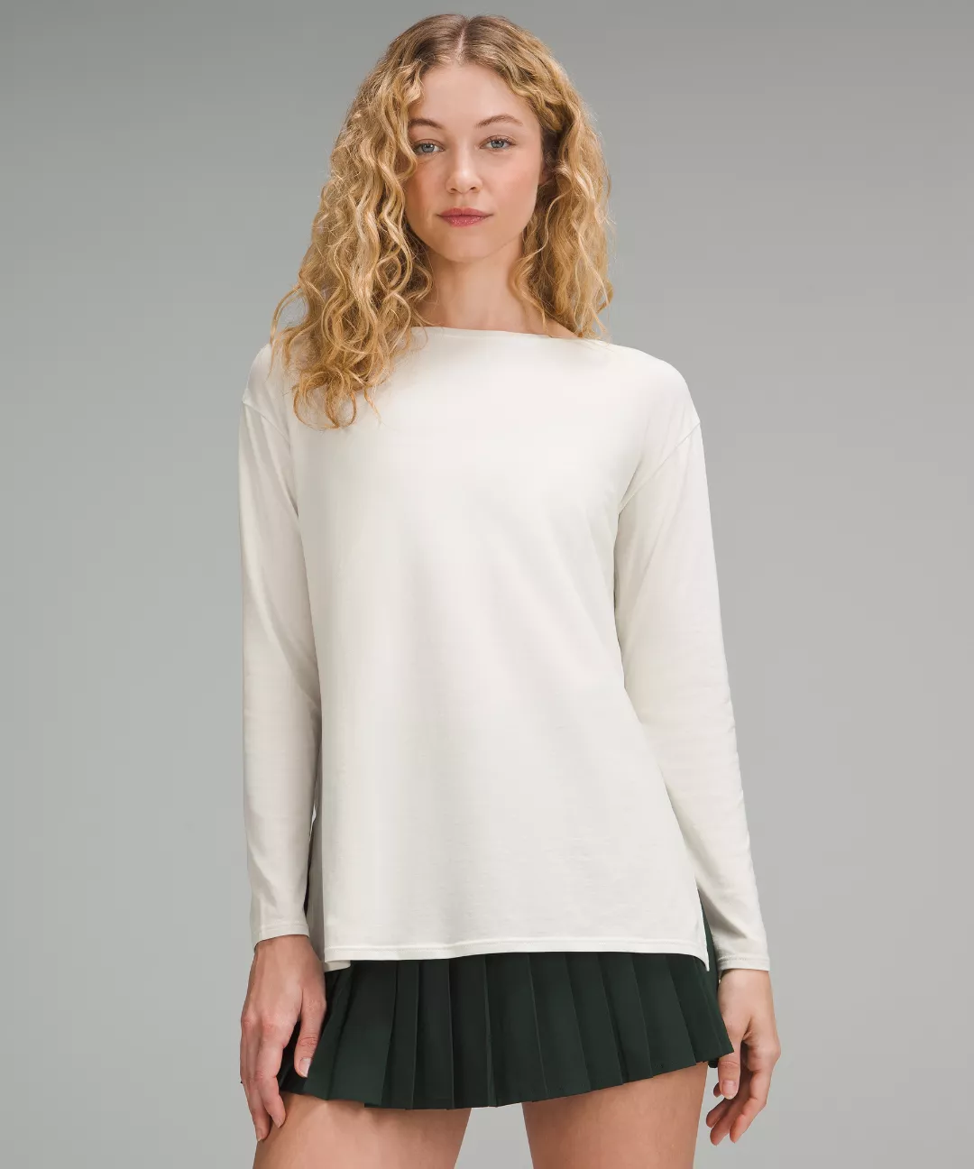 Relaxed-Fit Boatneck Long-Sleeve Shirt