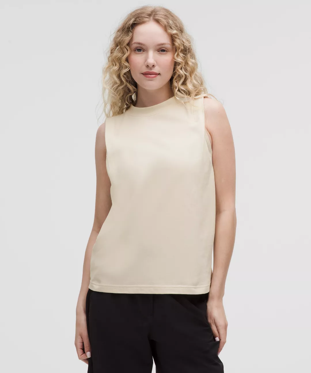 Cotton Jersey Stitch-Detail Tank Top