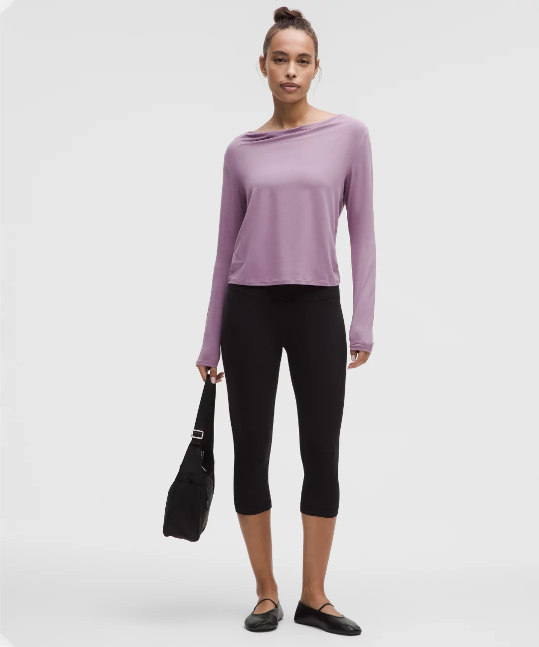 Modal-Silk Cowl-Neck Long-Sleeve Shirt