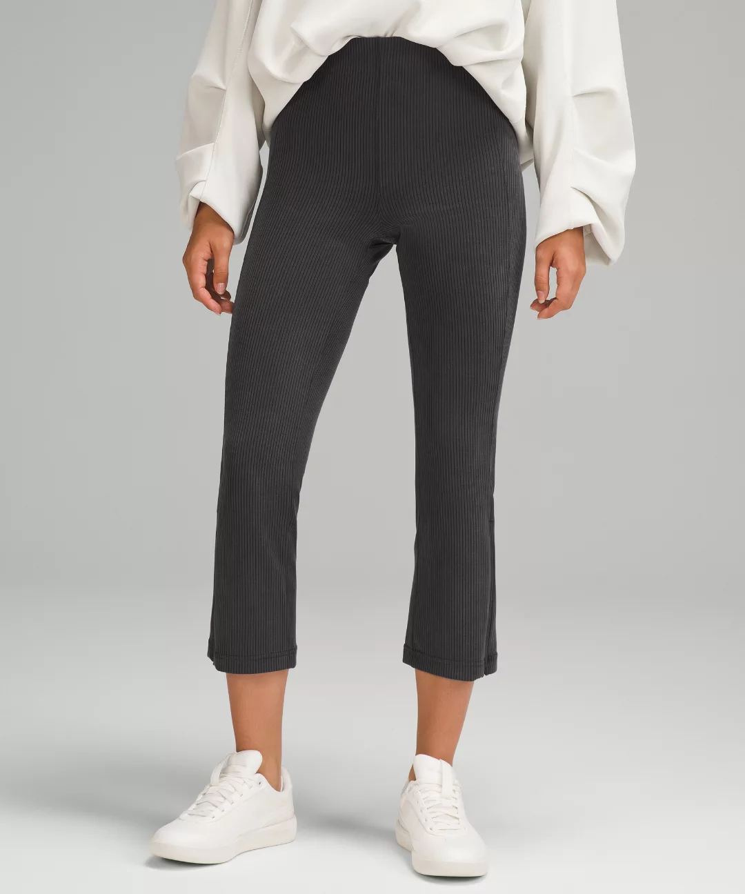 Ribbed Softstreme Zip-Leg High-Rise Cropped Pant 25"