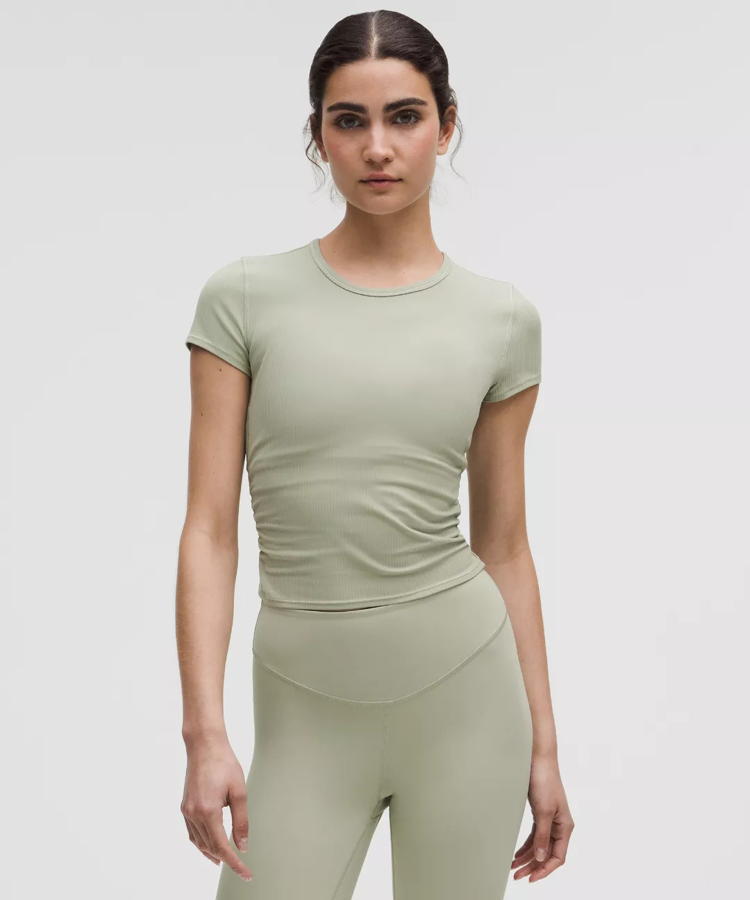 All It Takes Back-Twist Ribbed Short-Sleeve Shirt