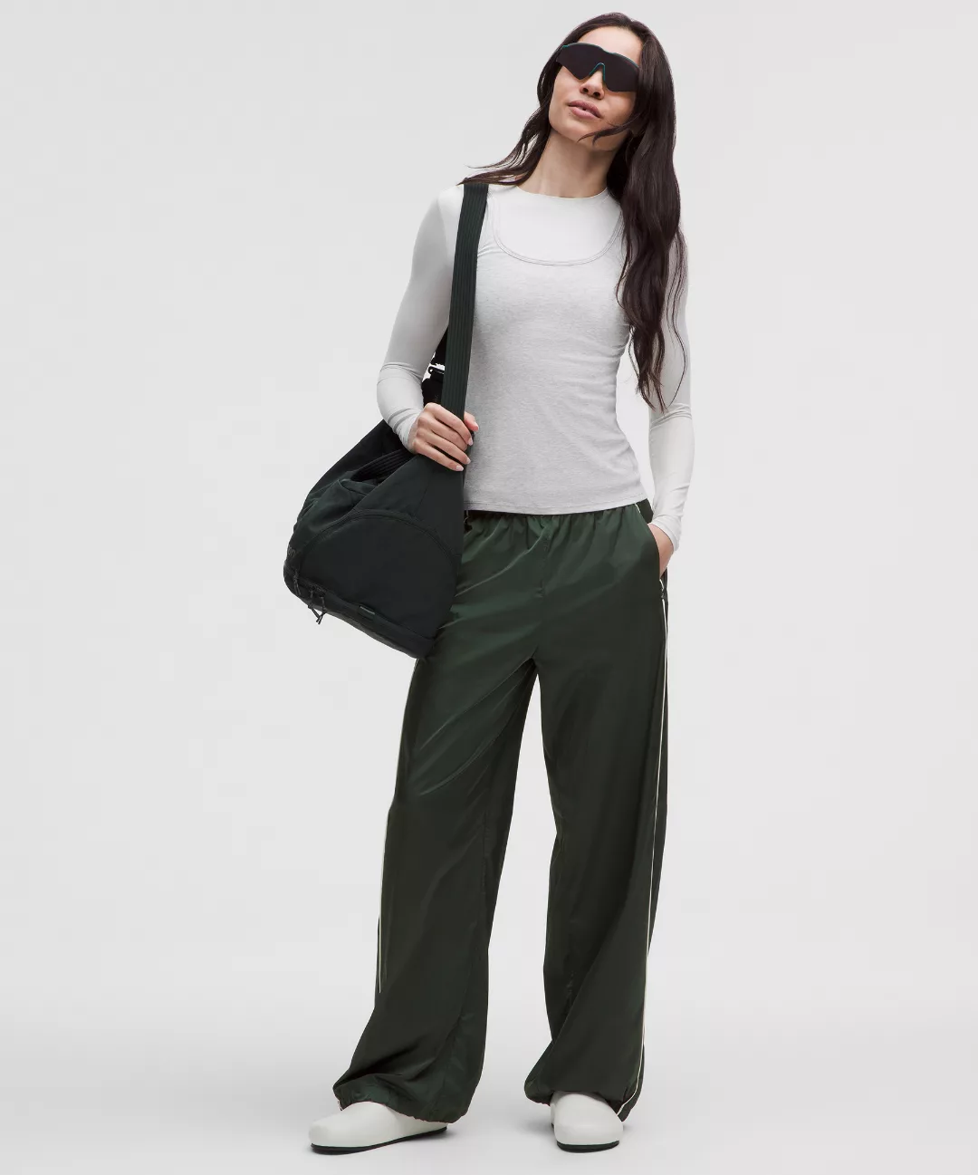 Stretch Satin Nylon Mid-Rise Pant