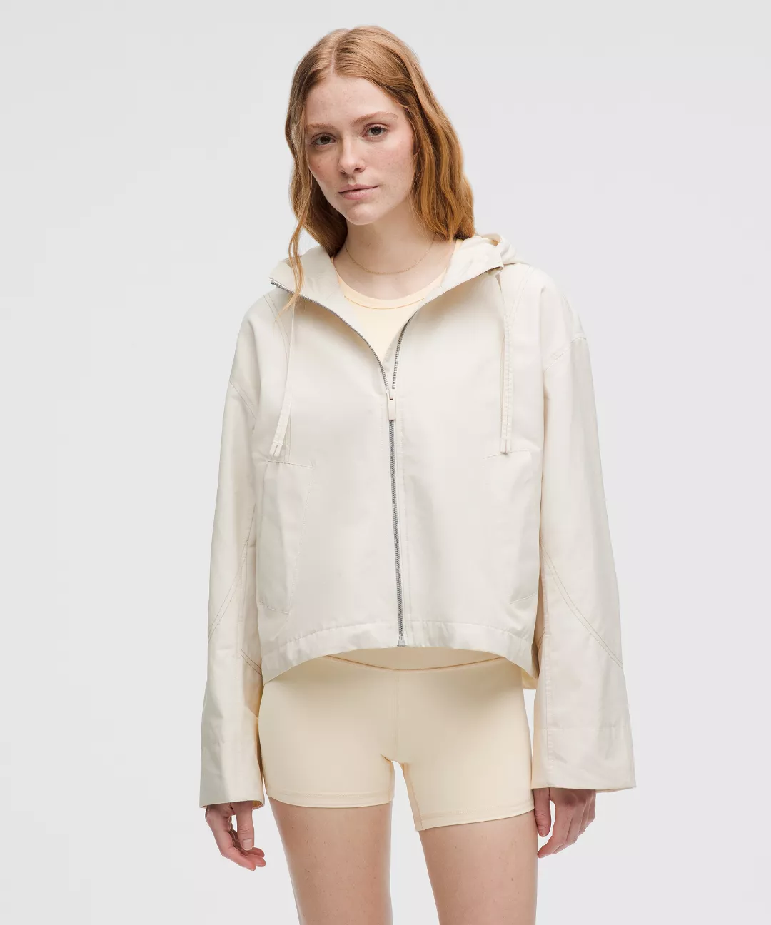 Water-Resistant Cropped Hooded Jacket