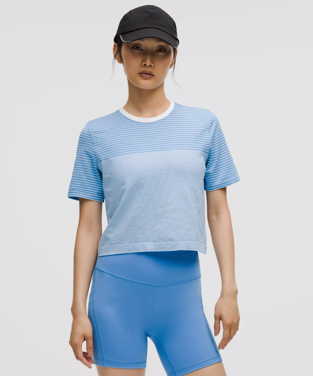 Seamless Classic-Fit Mariner Stripe Cropped T-Shirt
