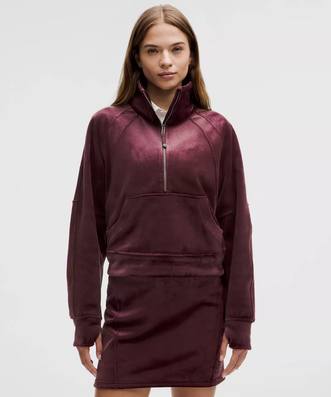 Scuba Oversized Funnel-Neck Half Zip *Velvet