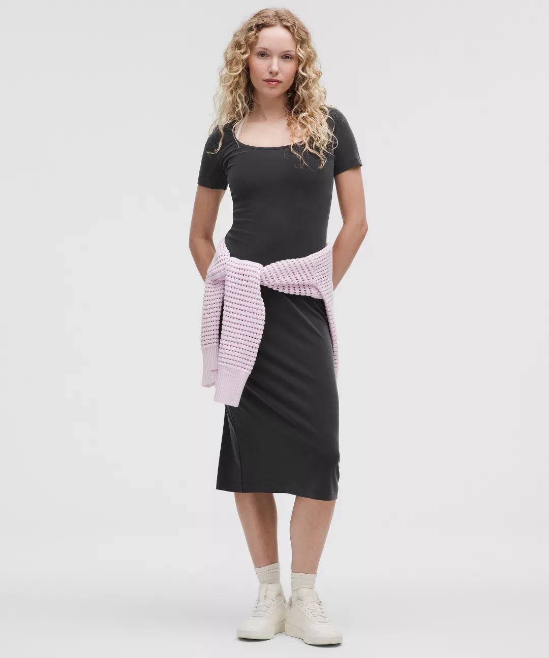 Drapey Softstreme Scoop-Neck Midi Dress