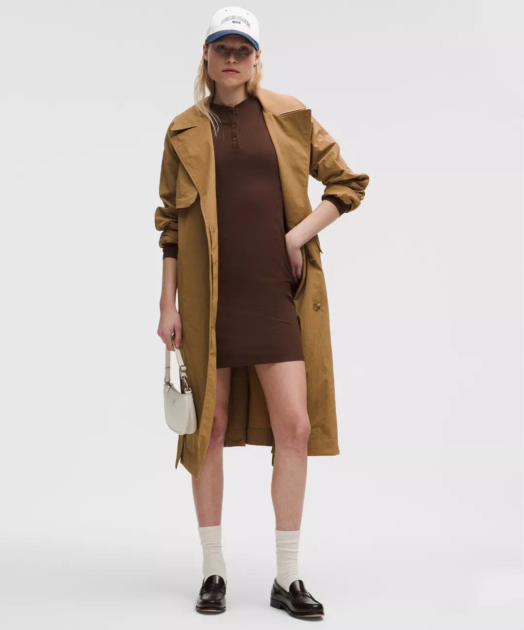 All Aligned Ribbed Long-Sleeve Henley Dress