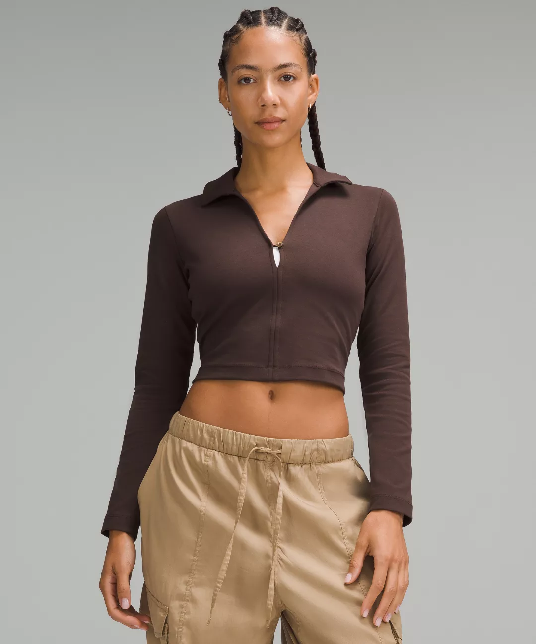 Stretch Cotton Long-Sleeve Polo Shirt