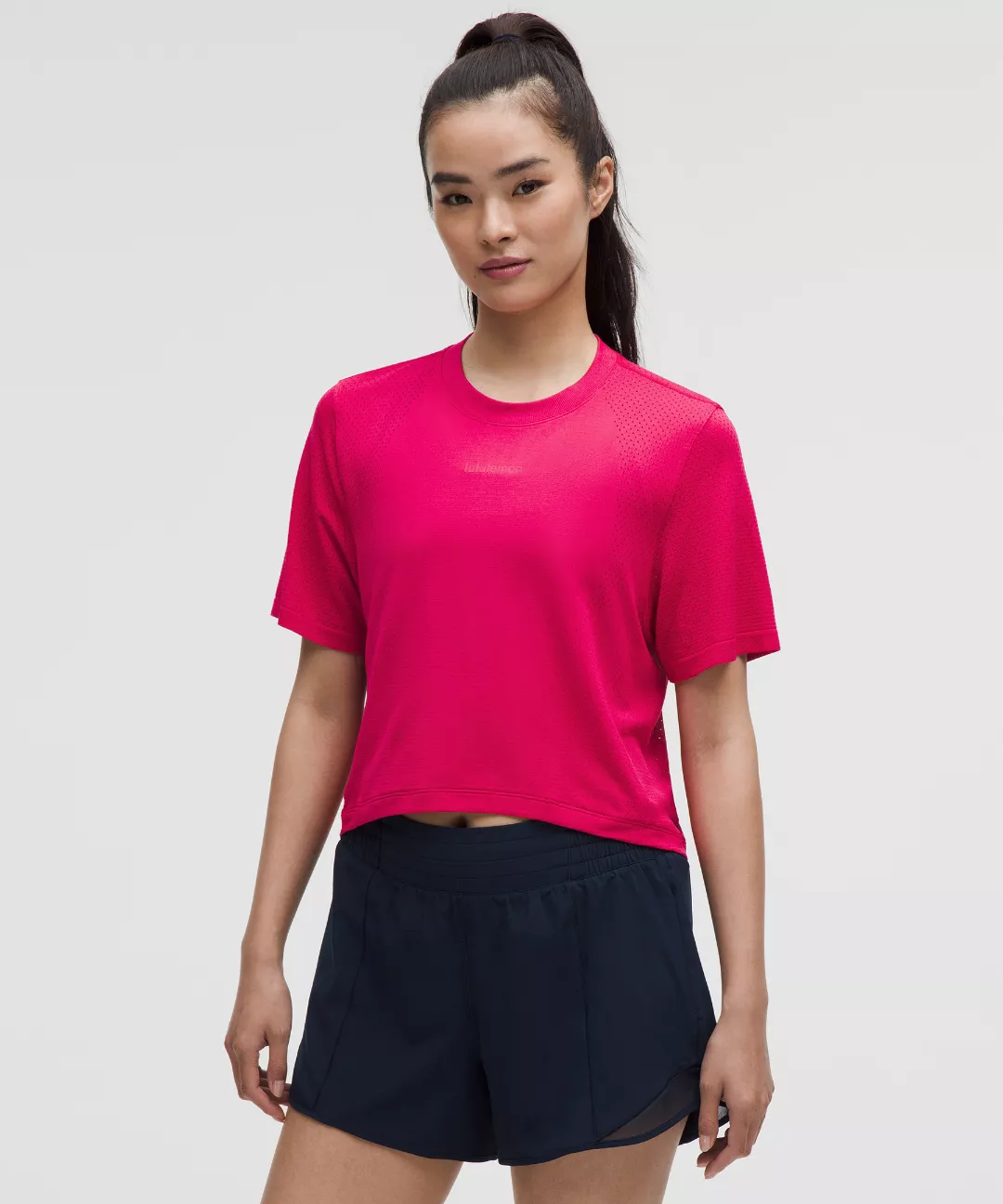 Swiftly High-Low Cropped Short-Sleeve Shirt
