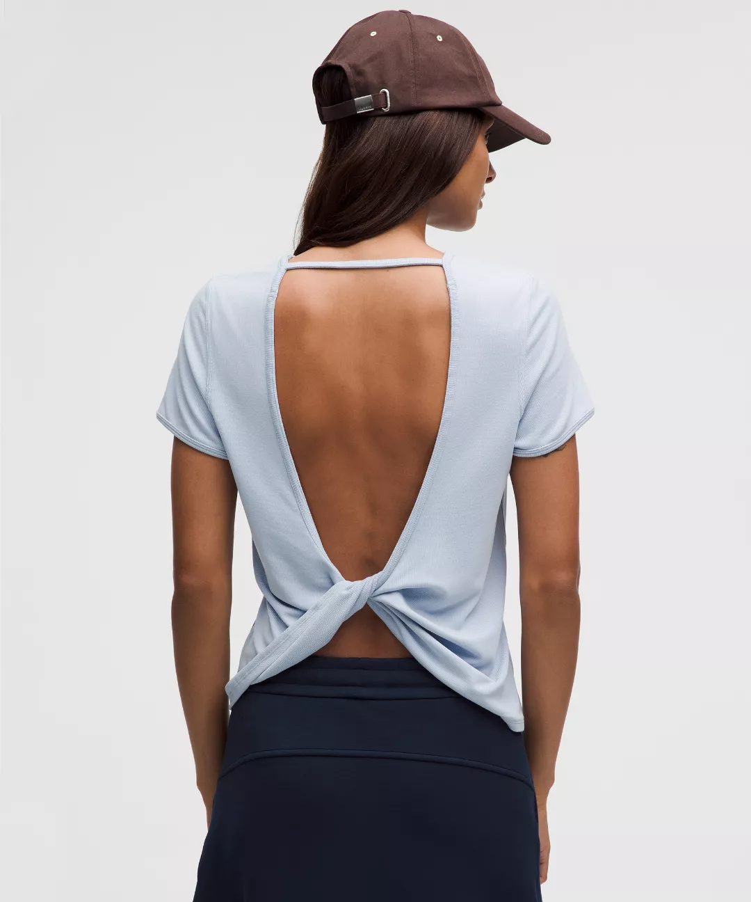 Twist-Back Soft Ribbed Short-Sleeve Top