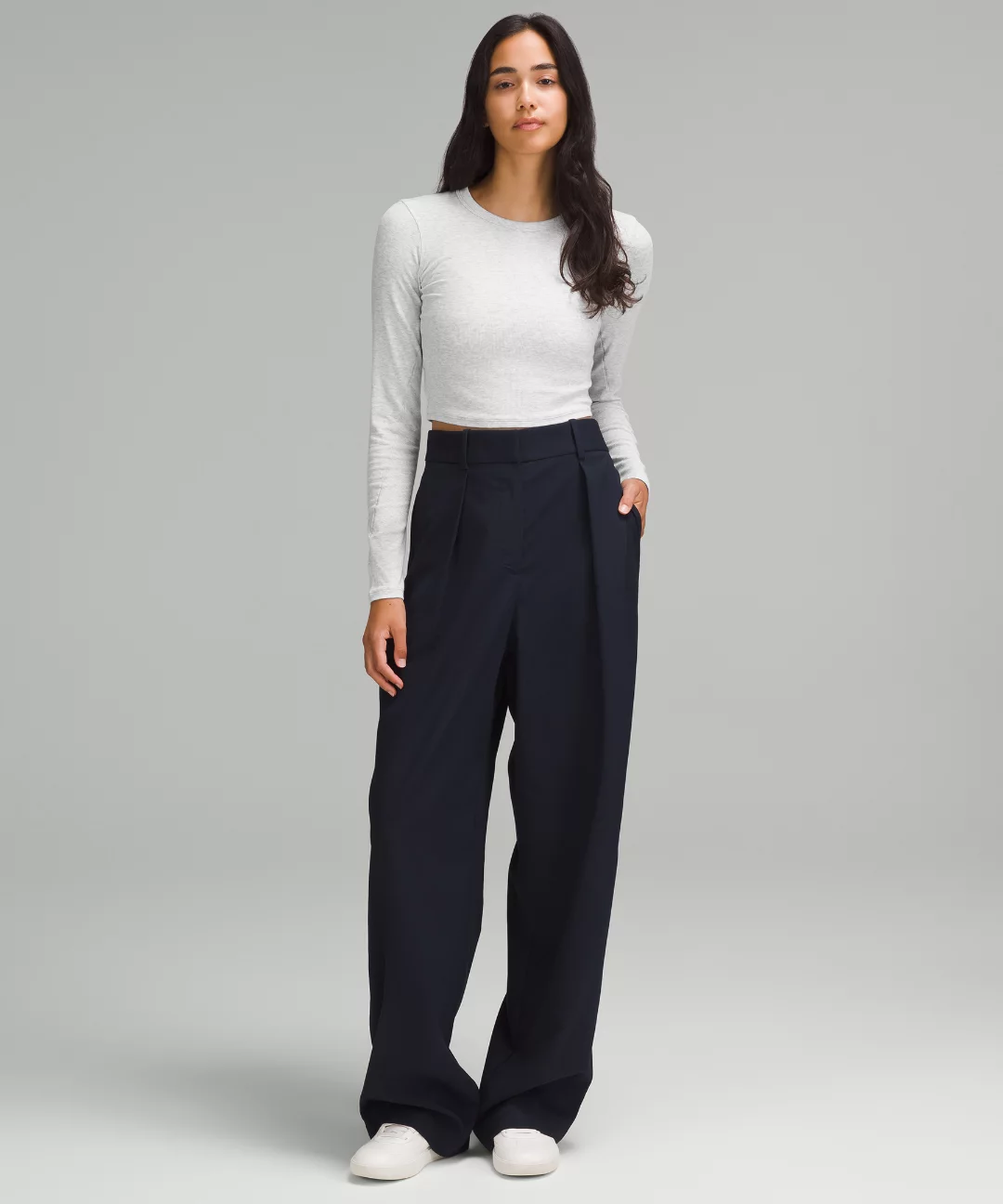 Hold Tight Straight-Hem Cropped Long-Sleeve Shirt
