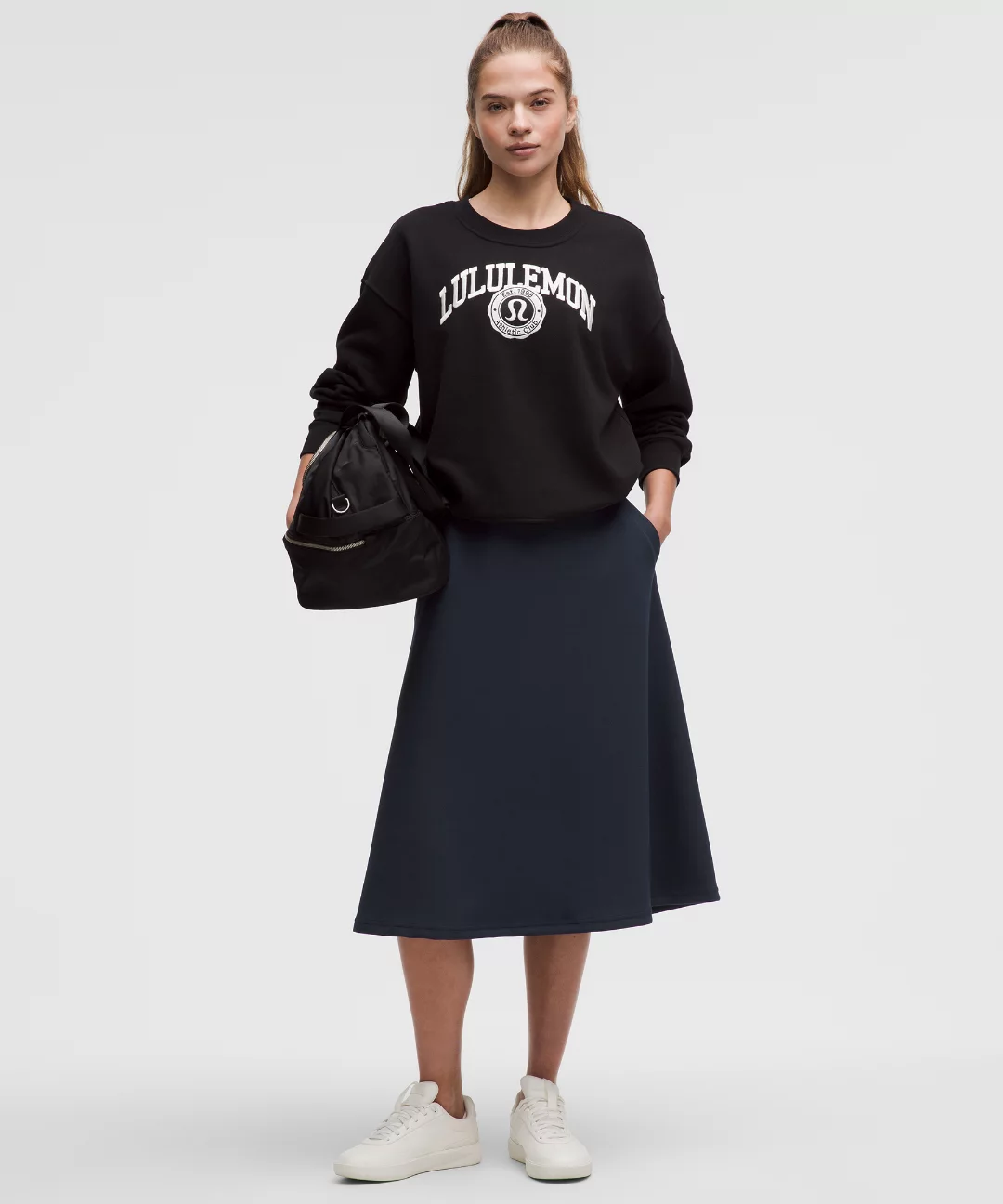 Modal-Blend High-Rise A-Line Midi Skirt