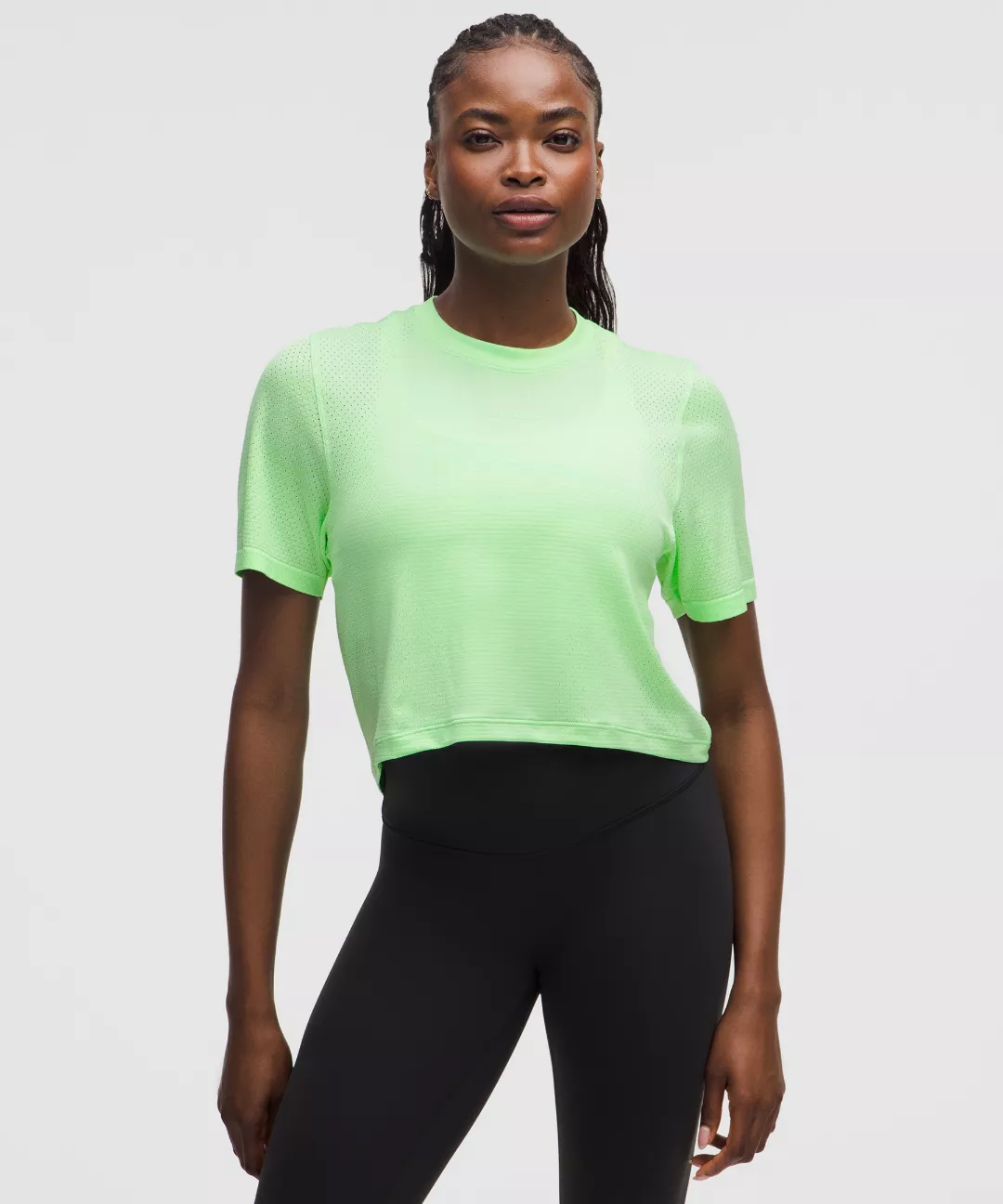 Swiftly High-Low Cropped Short-Sleeve Shirt