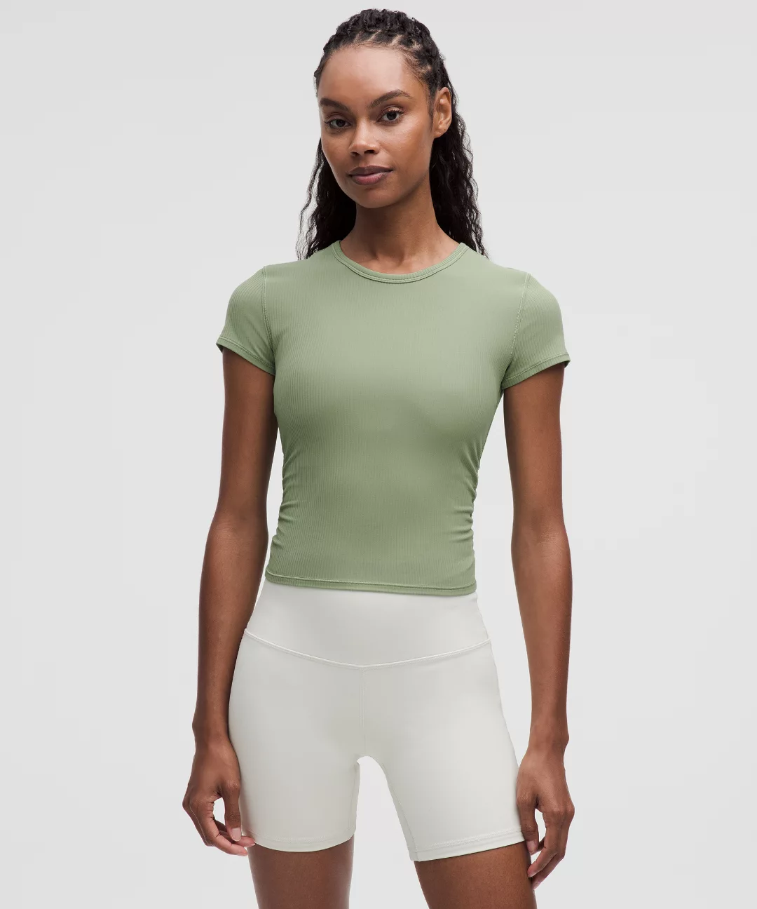 All It Takes Back-Twist Ribbed Short-Sleeve Shirt
