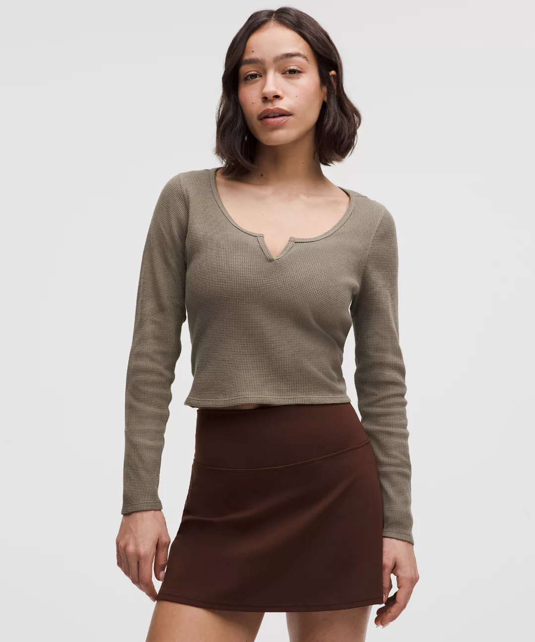 Cotton-Blend Henley Long-Sleeve Shirt