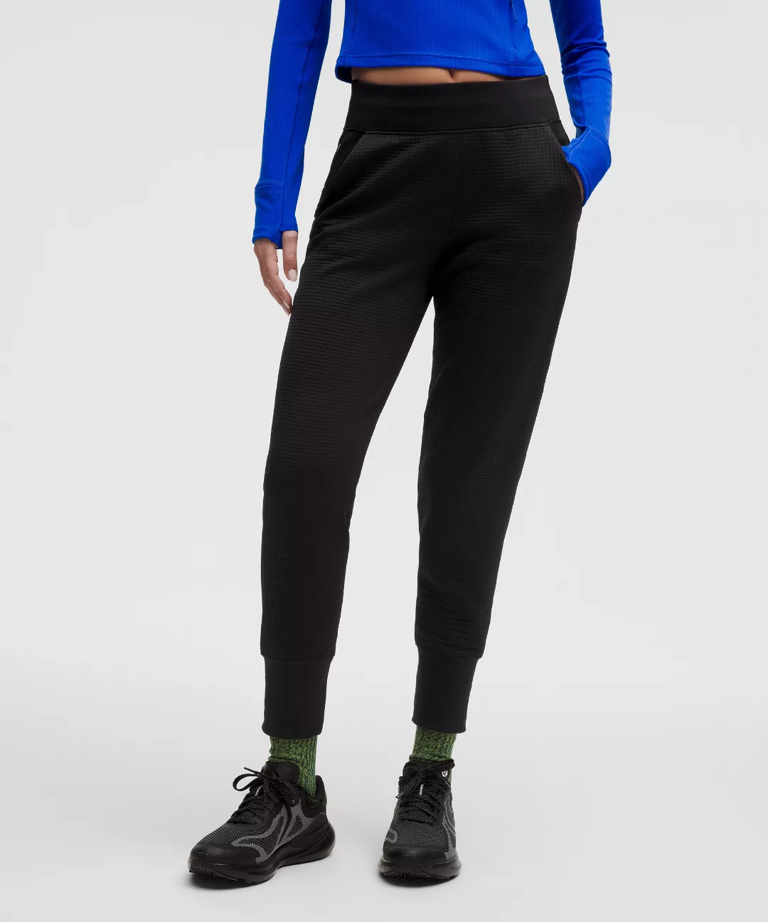 Waffle-Knit Mid-Rise Jogger