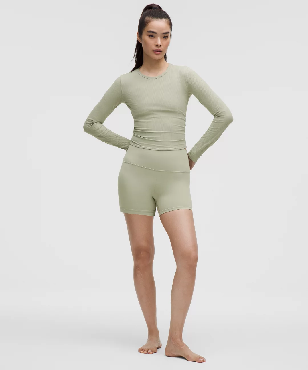 All It Takes Back-Twist Ribbed Long-Sleeve Shirt
