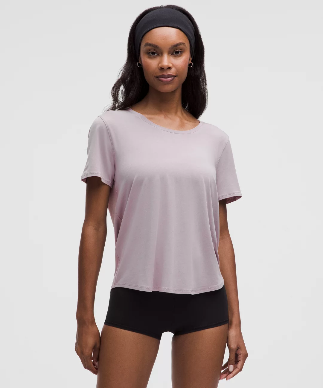 Modal-Silk Twist-Back Short-Sleeve Shirt
