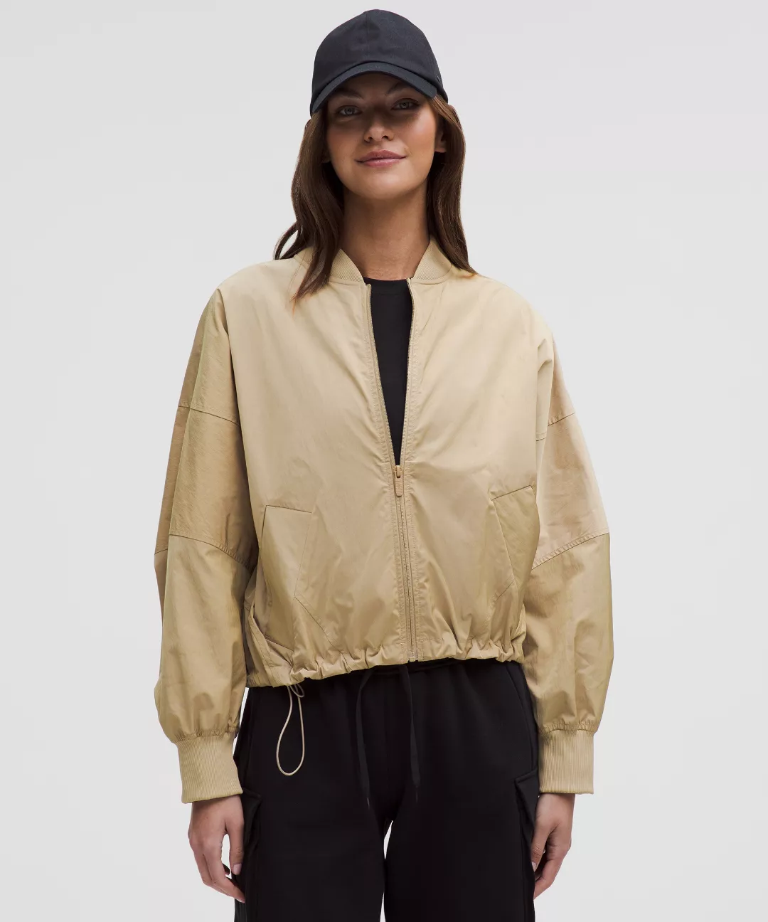Lightweight Hem-Cinch Bomber Jacket