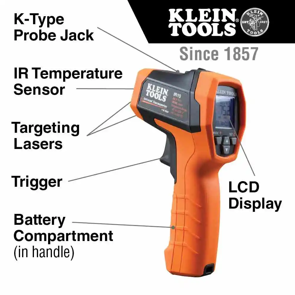 KLEIN Dual Laser -40-650 Deg Infrared Thermometer A-IR10