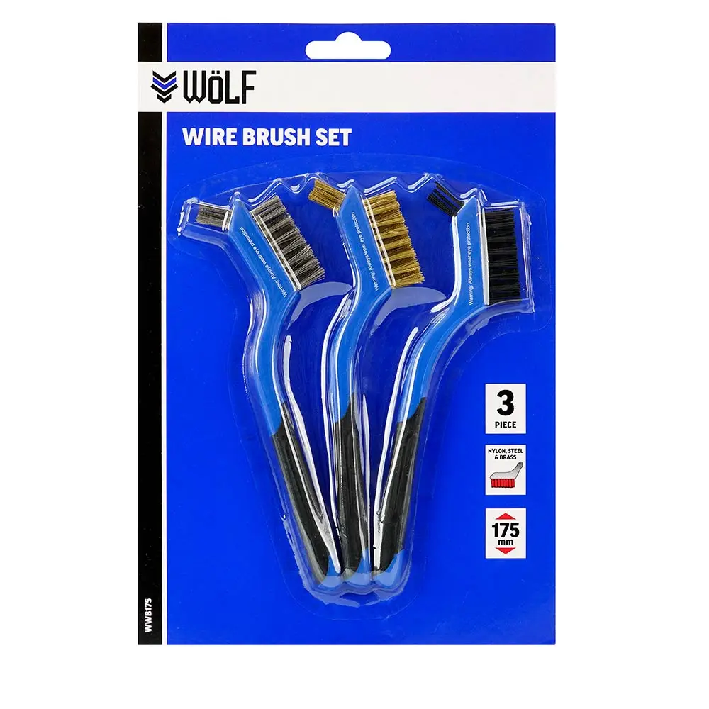 WOLF 175mm Brush Wire Hand Set - 3 Piece WWB175