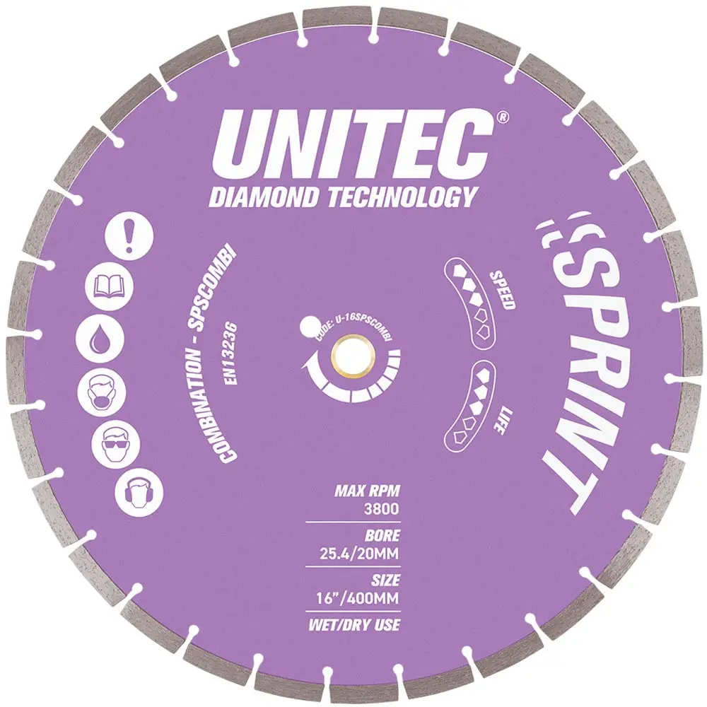 UNITEC 400mm Segmented Diamond Blade For General Purpose Cutting - Sprint U-16SPSCOMBI