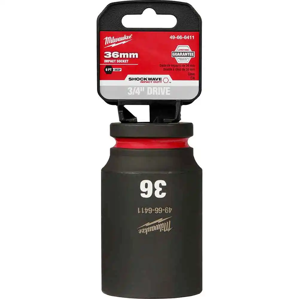 MILWAUKEE SHOCKWAVE 3/4inch Drive 36mm Deep 6 Point Impact Socket 49666411