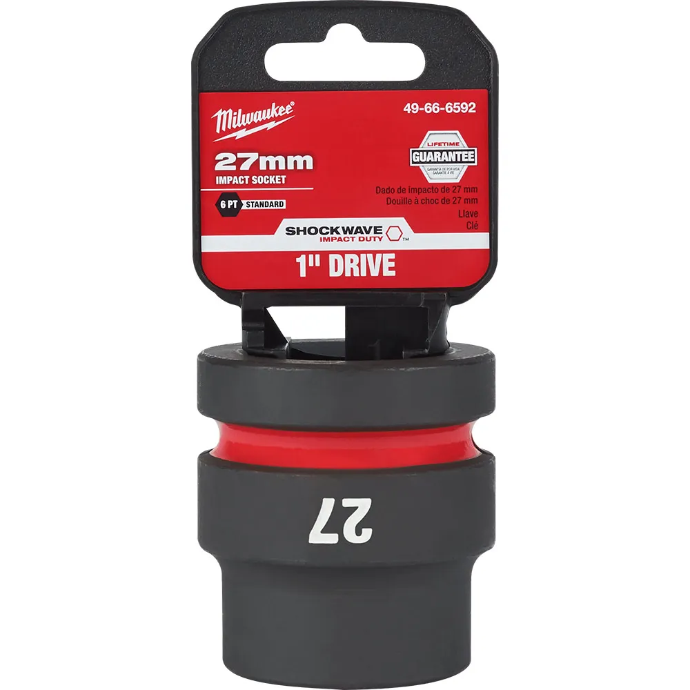 MILWAUKEE SHOCKWAVE 1inch Drive 27mm Standard 6 Point Impact Socket 49666592