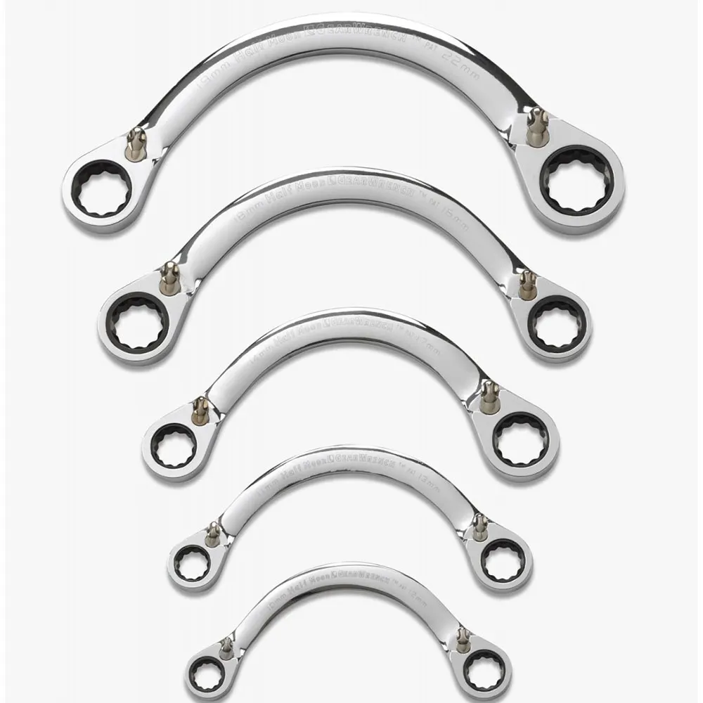 GEARWRENCH 10-22mm 1/2 Moon Met Ring Ratcheting Spanner Set 5pc 9850