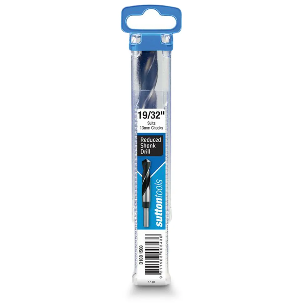 SUTTON 19/32inch x 152mm 12.5mm Reduced Shank HSS Metal Drill Bit