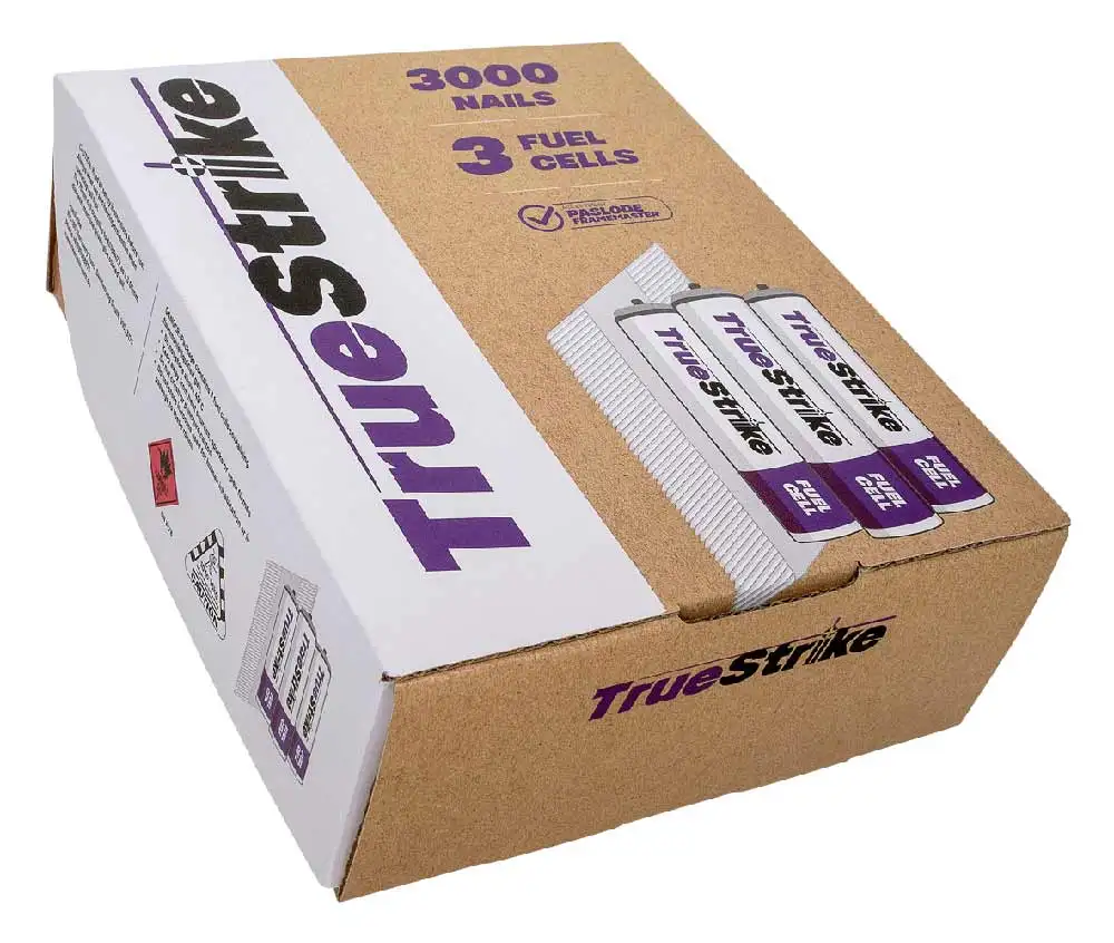 TRUESTRIKE 75 x 3.05mm Bright Finish D-Head Nail with 3 Fuel Cells - 3000 Pack TRU0075B