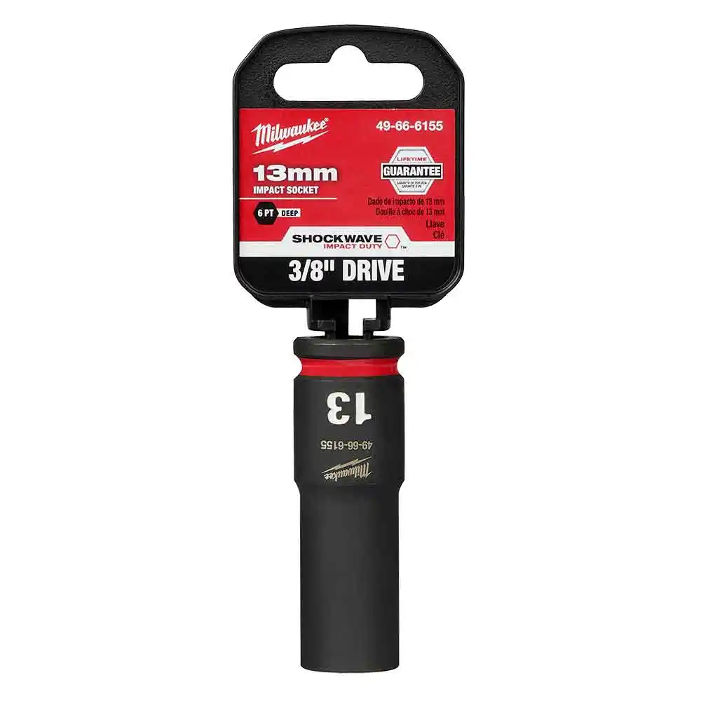 MILWAUKEE SHOCKWAVE 3/8" Drive 13mm Deep 6 Point Impact Socket 49666155
