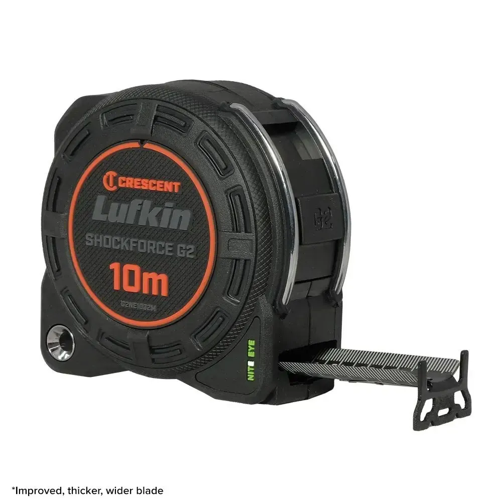 CRESCENT LUFKIN 10m x 32mm Shockforce Nite Eye Gen 2 Tape Measure - Black G2NE1032M