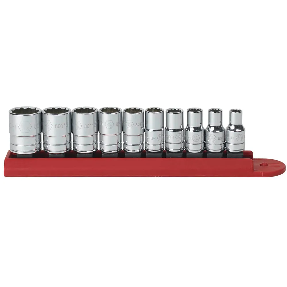 GEARWRENCH 1/4inch Drive AF 12PT Deep Socket Set 10pc on Rail 80307D