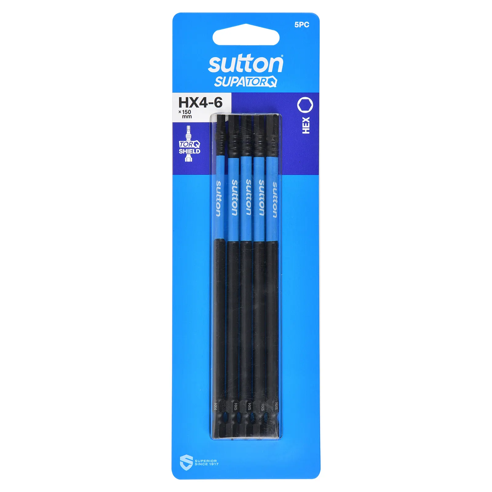 SUTTON SUPATORQ 4-6X150mm Hex Screwdriver Bit Set - 5 Piece S206S05G06