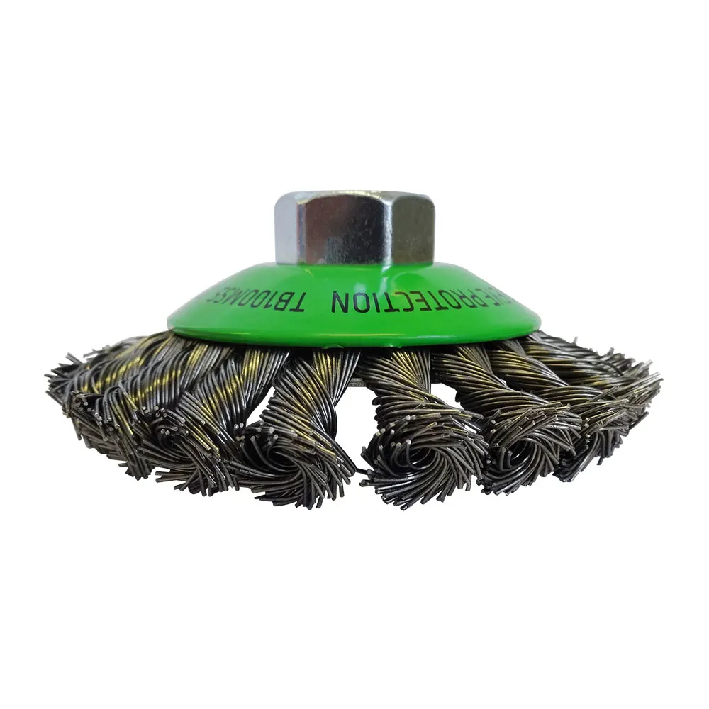 JOSCO 100mm Multi-Thread Stainless Steel Twist Knot Wire Bevel Brush