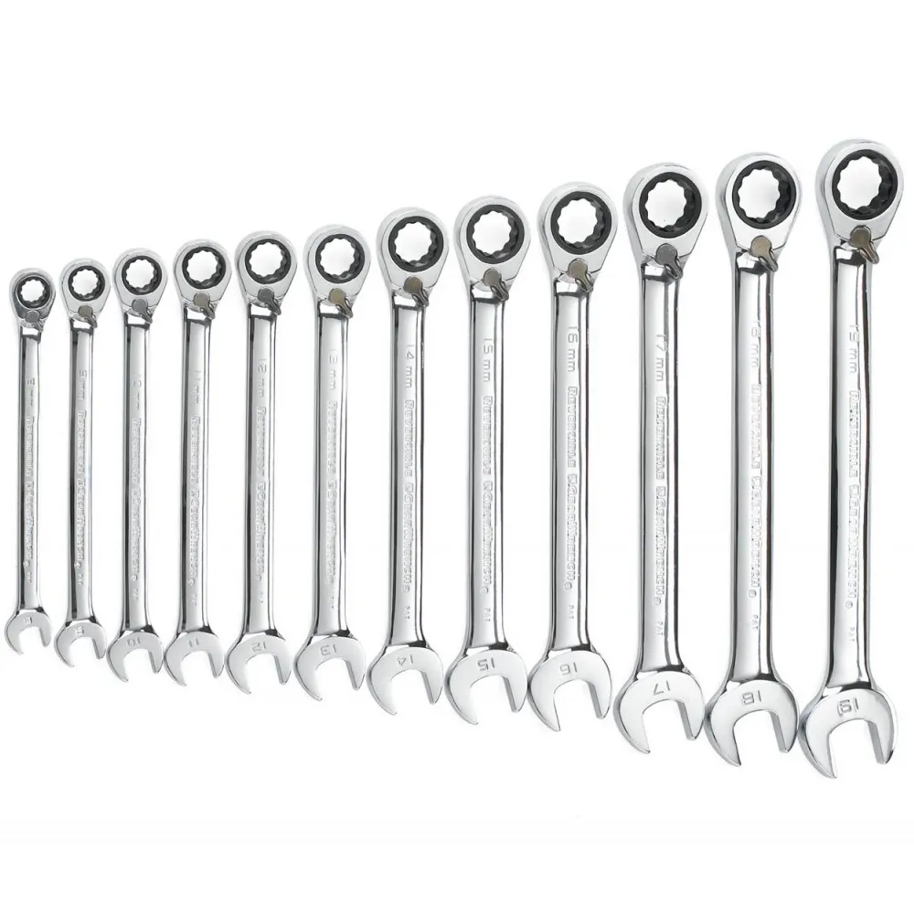 GEARWRENCH 12 Piece Metric Reversible Combination Ratcheting Spanner Set