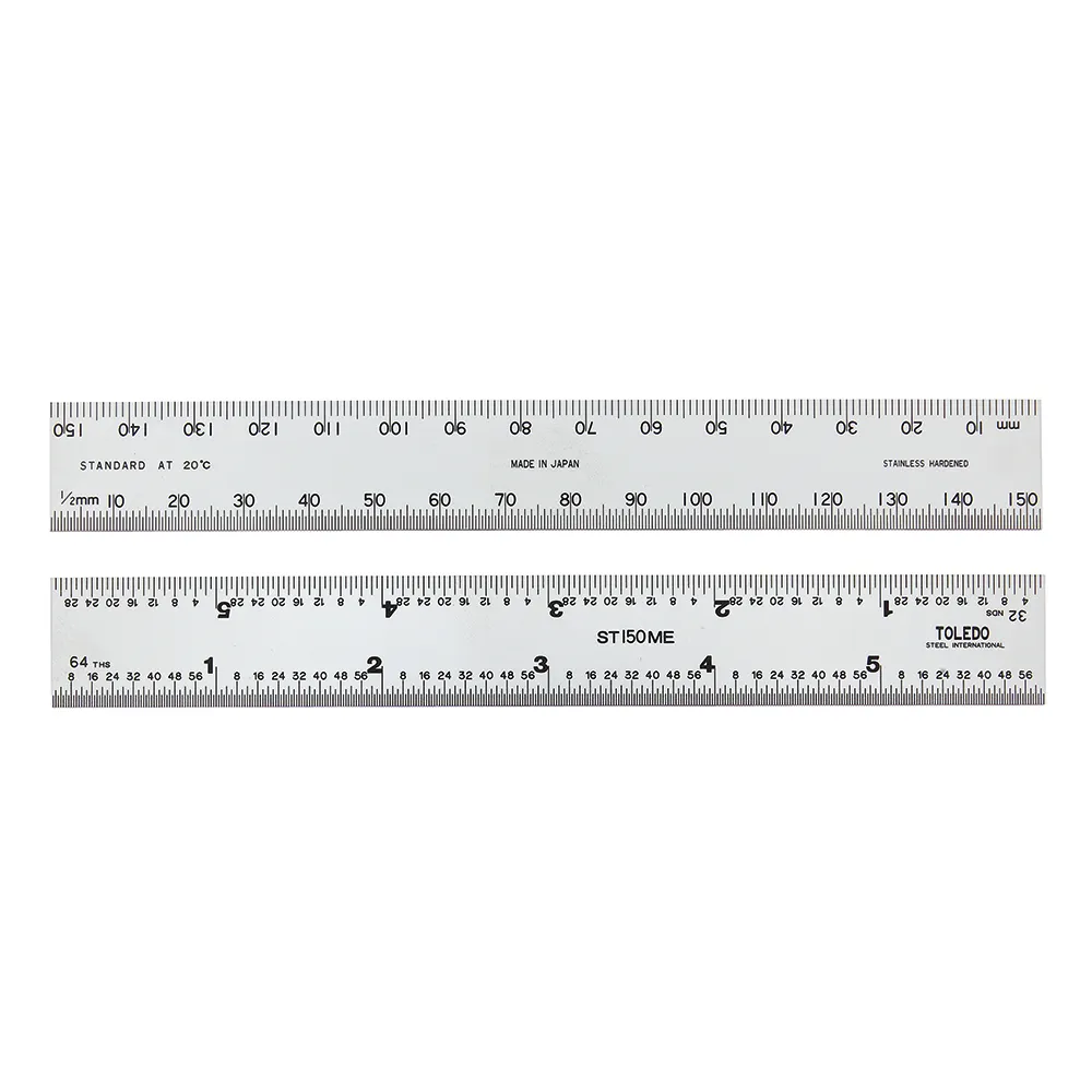 TOLEDO 150mm Double Sided Metric & Imperial Stainless Steel Rulers ST150ME6
