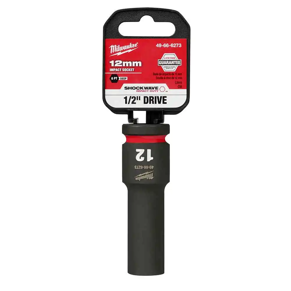 MILWAUKEE SHOCKWAVE 1/2" Drive 12mm Deep 6 Point Impact Socket 49666273