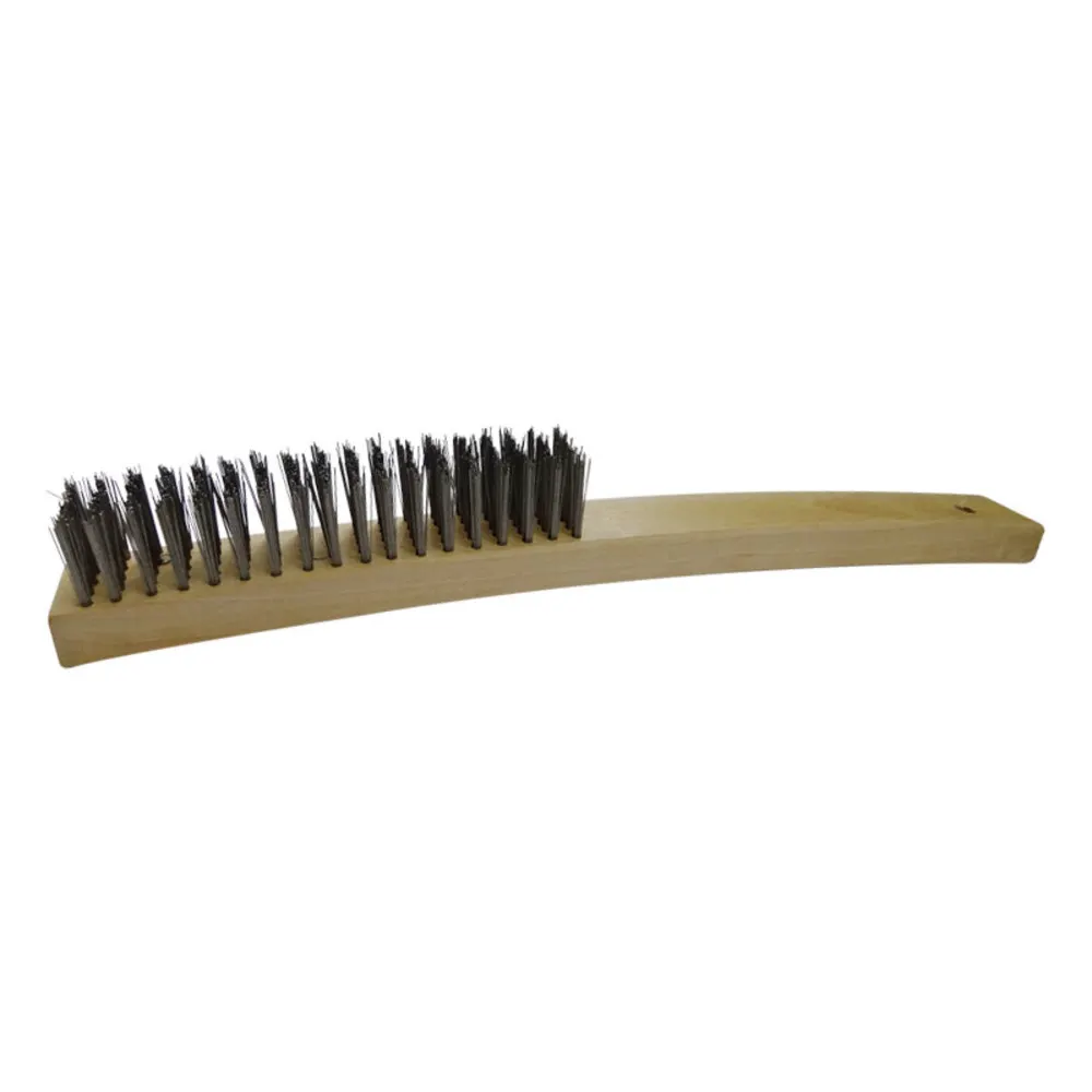 JOSCO 5-Row Steel Bristle Wood Long Handle Wire Brush