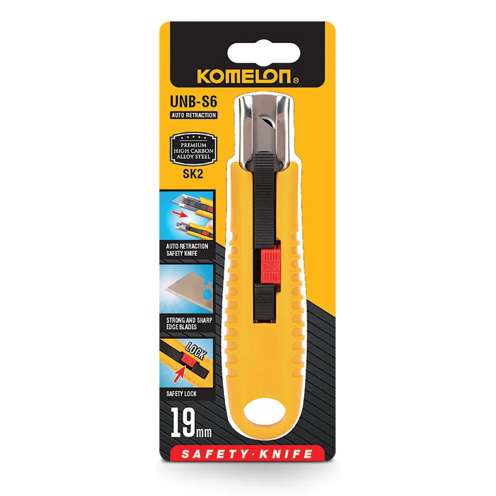 KOMELON 18mm Auto-Retracting Utility Knife UNBS6