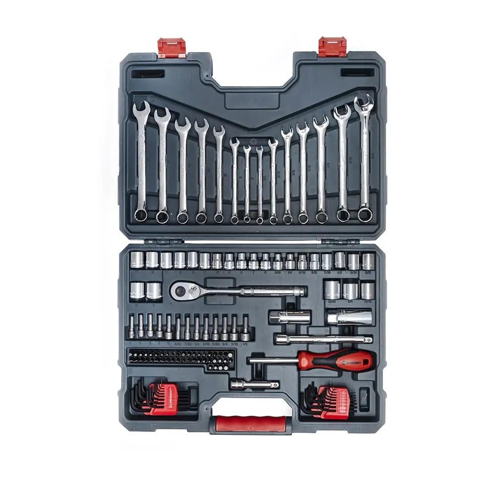 CRESCENT 128 Pc 3/8" Drive 12 Point Standard SAE/Metric Mechanics Tool Set CTK128C